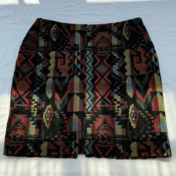 Catherine Malandrino Skirt Emmett Woven Aztec Southwest Sz 14 - Picture 3 of 12